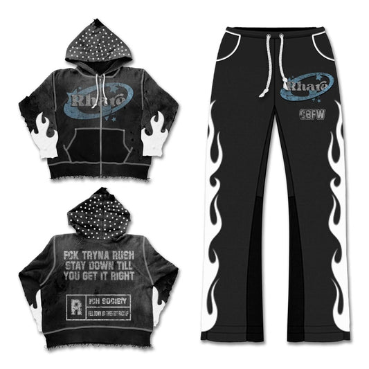 Rhare 'CBFW' black sweatsuit set