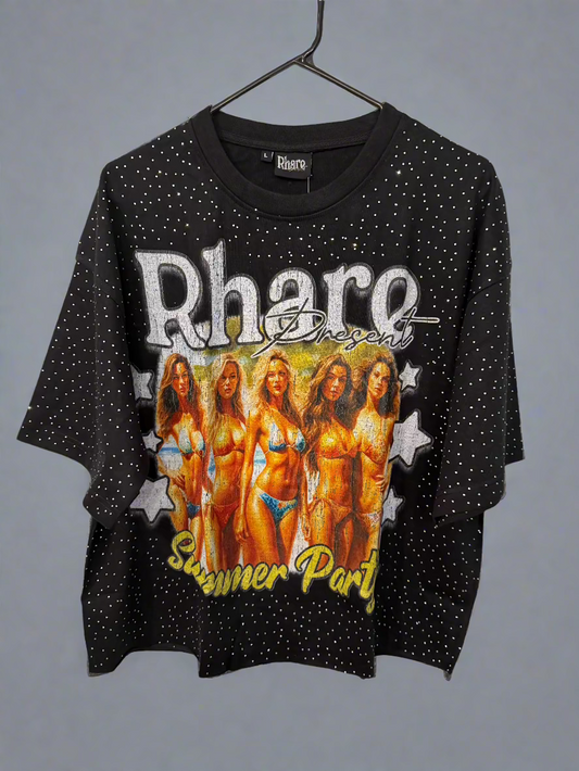 "Version 2" Black Rhare boxy fitted tees