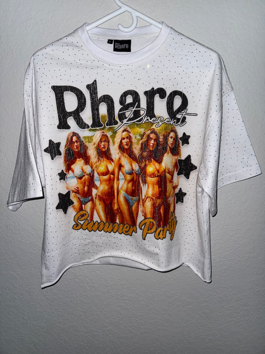 "version 2" Rhare white boxy tee